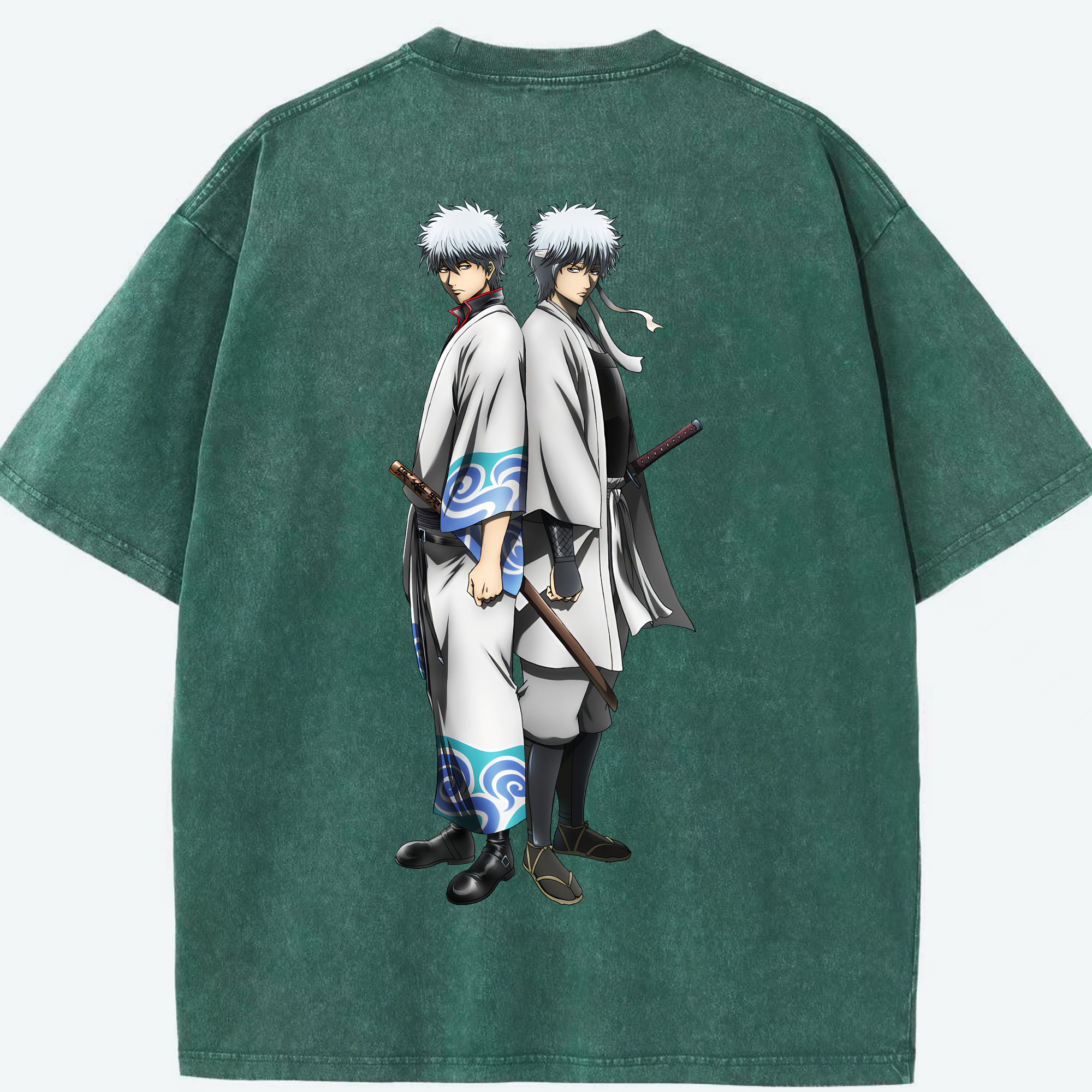 （画像用） ぎんたま 坂田銀時（さかたぎんとき） 神楽 志村新八（しむら しんぱち） GINTAMA Sakata Gintoki Kagura Shimura Shinpachi 綿100% ヴィンテージ風 半袖Tシャツ（背面プリント）